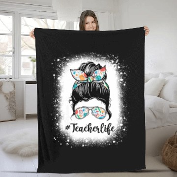 Discover Messy Bun bleached x Teacher Life Fleece Blankets