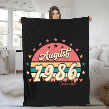 Discover Birthday Greeting 1986 August Fleece Blankets