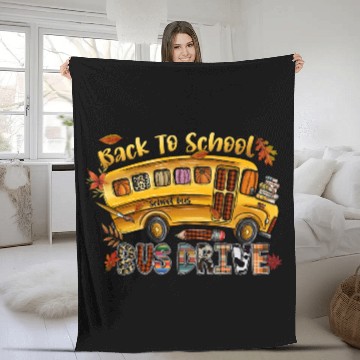 Discover Back To School Bus Drive Fleece Blankets