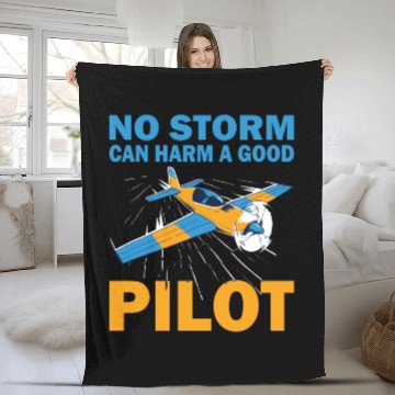 Discover Pilot no storm can harm airplane aviation aircraft Fleece Blankets