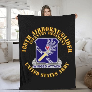 Discover Army 188th Airborne Glider Infantry Regiment DUI X Fleece Blankets