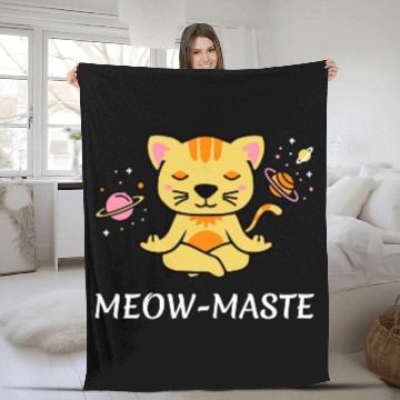Discover zen yoga cat space meditation sport training Fleece Blankets