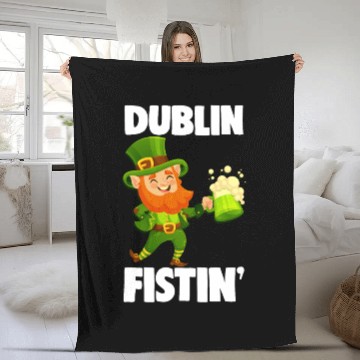 Discover Dublin Fistin St. Patrick's Day Drinking Fleece Blankets