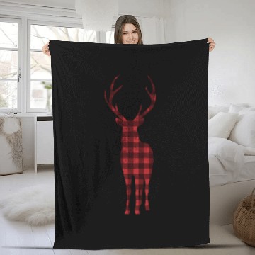 Discover Buffalo Check Woodland Deer In Red Plaid Fleece Blankets