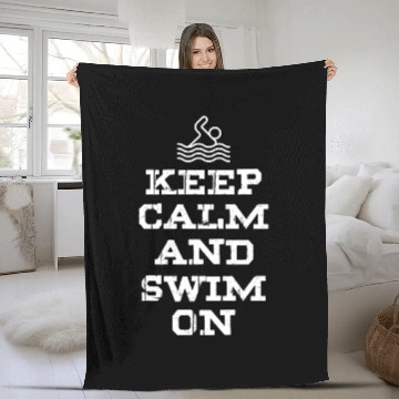 Discover Keep Calm and Swim On - Pool Swimming Fleece Blankets