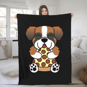 Discover Saint Bernard Pizza Lover Fleece Blankets