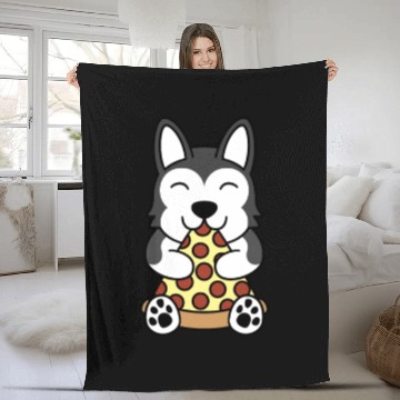Discover Husky Pizza Lover Fleece Blankets
