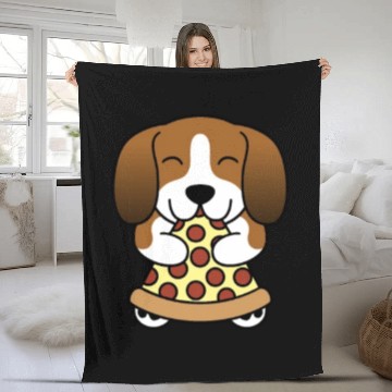 Discover Basset Hound Pizza Lover Fleece Blankets