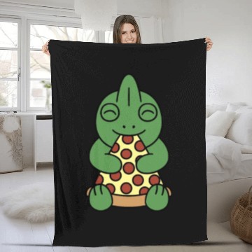 Discover Chameleon Pizza Lover Fleece Blankets