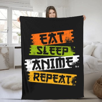 Discover Eat Sleep Anime Repeat Japanese Manga Japan Lover Fleece Blankets