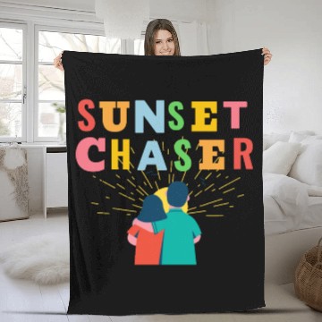 Discover Sunset chaser romantic view Fleece Blankets
