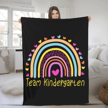 Discover Team Kindergarten Teacher Rainbow Fleece Blankets