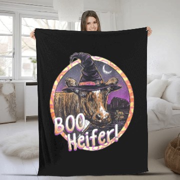 Discover Boo Heifer Funny Cow Halloween Farmer Fleece Blankets