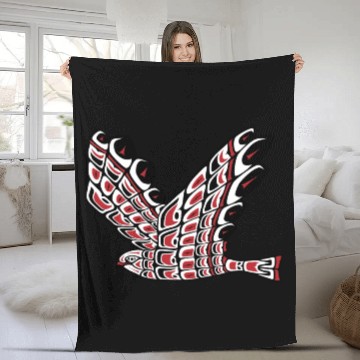Discover Red Tail Hawk Pacific Northwest Native American Fleece Blankets