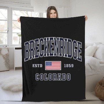 Discover USA FLAG Stars Stripes Breckenridge Colorado Fleece Blankets
