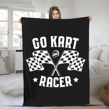 Discover Go Kart Racer Racing Kart Driver Drifting Go Kart Fleece Blankets
