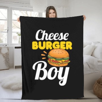 Discover Cheese Burger Boy Fleece Blankets