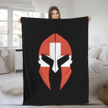 Discover Switzerland flag in Spartan warrior Helmet Fleece Blankets