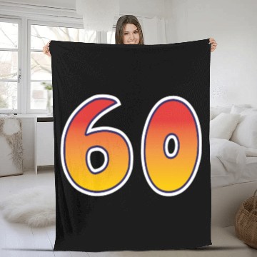 Discover Number 60 Red - Orange Design Fleece Blankets