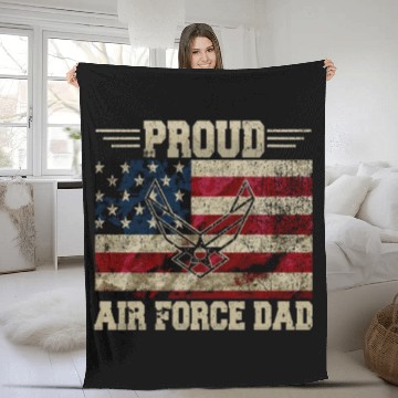 Discover Proud Air Force Dad Veteran Us Flag Fleece Blankets