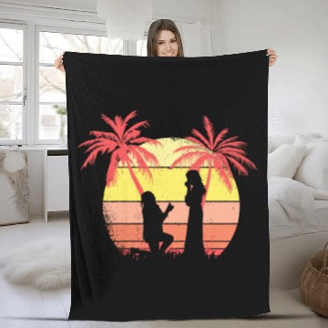 Discover Lesbian Couple Romantic Marriage Propose Summer Fleece Blankets
