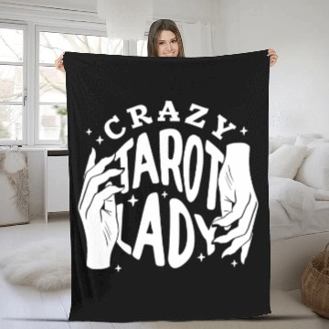Discover Divination Crazy Tarot Lady Crystal Ball Tarot Fleece Blankets