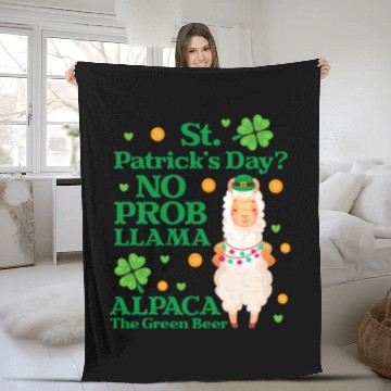 Discover St. Patrick's Day? No Prob Llama Alpaca Green Beer Fleece Blankets