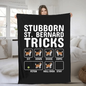 Discover Stubborn Saint Bernard Tricks Fleece Blankets