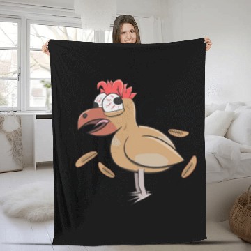 Discover Crazy Shocked Farm Chicken Funny Cartoon White Fleece Blankets