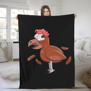 Discover Crazy Shocked Farm Chicken Funny Cartoon Brown Fleece Blankets