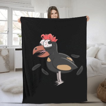 Discover Crazy Shocked Farm Chicken Funny Cartoon Black Fleece Blankets
