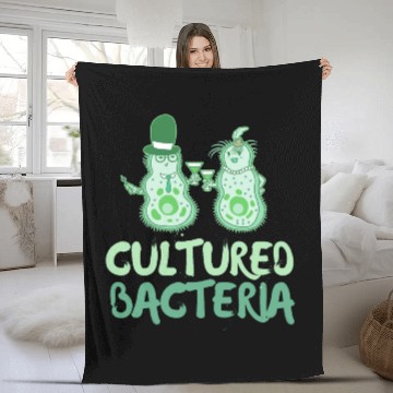 Discover Biology Funny Saying Cultured Bacteria Science Pun Fleece Blankets
