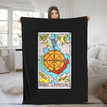 Discover Fortune The Wheel Tarot Card Fleece Blankets Vintage Design