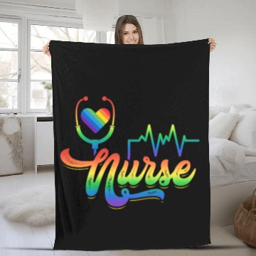 Discover LGBTQIA+ Nurse Hospital Stethoscope Fleece Blankets