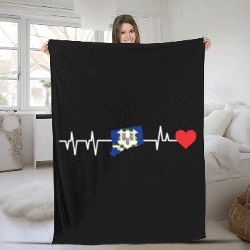 Discover Connecticut Heartbeat Gift Fleece Blankets
