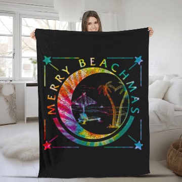 Discover Coastal Beach Christmas In July Fleece Blankets, Merry