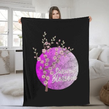Discover Japan Sakura Blossom Colorful Fleece Blankets