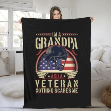Discover Veteran Grandpa US Patriotic Grandfather Fleece Blankets