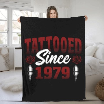 Discover Tattooed Since 1979 Red Rose-Themed Tattoo Ink Fleece Blankets