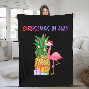 Discover Christmas In July Pineapple Xmas Tree Lights Fleece Blankets
