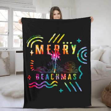 Discover Coastal Beach Christmas In July Fleece Blankets, Merry