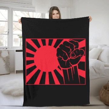 Discover Japanese naval ensign and fist Fleece Blankets