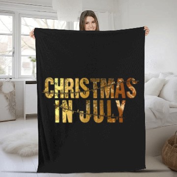Discover Christmas In July Xmas Tree Lights Santa Beach Fleece Blankets