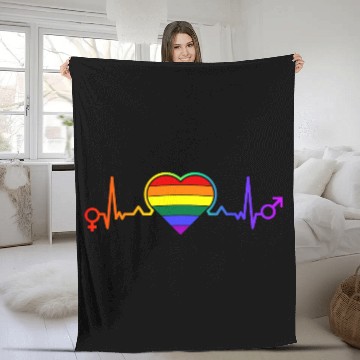 Discover LGBTQ Flag Heart Lesbian Gay Pride Fleece Blankets