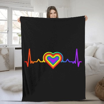 Discover Rainbow Heart LGBTQ Lesbian Gay Pride Fleece Blankets