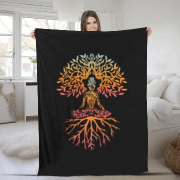 Discover Relax Yoga Time Mandala Meditate Colorful Yoga Fleece Blankets