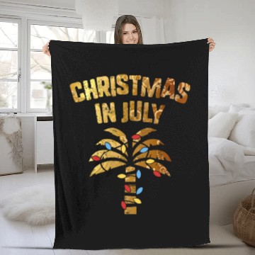 Discover Christmas In July Beach Palm Xmas Tree Summer Fleece Blankets