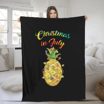 Discover Christmas In July Pineapple Xmas Tree Lights Fleece Blankets