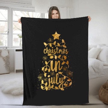 Discover Christmas In July Colorful Xmas Tree Lights Fleece Blankets