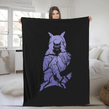Discover Owl Silhouette Nature Forest Bird Fleece Blankets